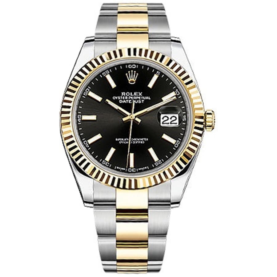 Rolex Datejust 41 Black Dial Two Tone Oystersteel White Gold Strap Watch for Men - M126333-0013