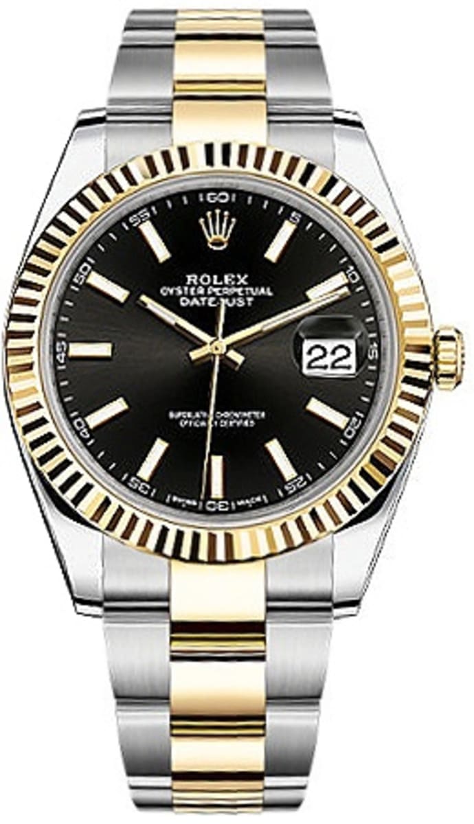 Rolex Datejust 41 Black Dial Two Tone Oystersteel White Gold Strap Watch for Men - M126333-0013