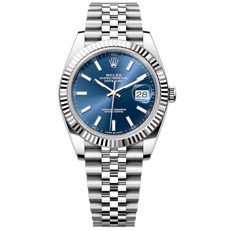 Rolex Datejust 41 Oyster Blue Dial Oystersteel & White Gold Strap Watch for Men - M126334-0002