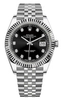 Rolex Datejust 41 Oyster Diamonds Black Dial Oystersteel & White Gold Strap Watch for Men - M126334-0012