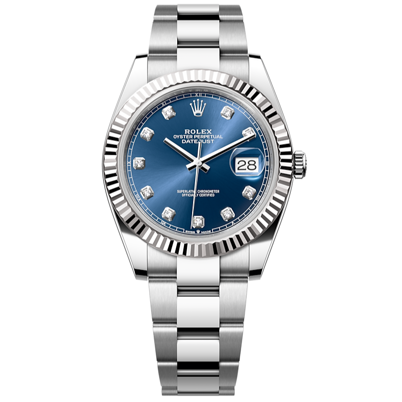 Rolex Datejust 41 Oyster Blue Dial Two Tone Oystersteel & White Gold Strap Watch for Men - M126334-0015