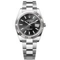 Rolex Datejust 41 Oyster Black Dial Silver Steel Strap Watch for Men - M126334-0017