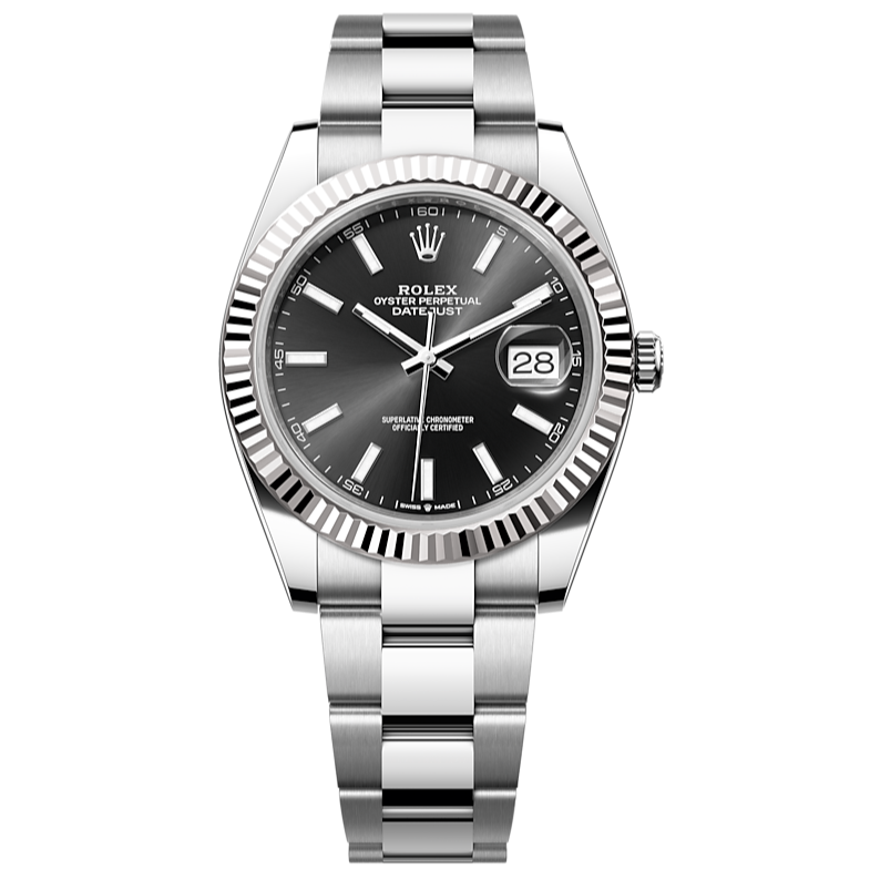 Rolex Datejust 41 Oyster Black Dial Silver Steel Strap Watch for Men - M126334-0017