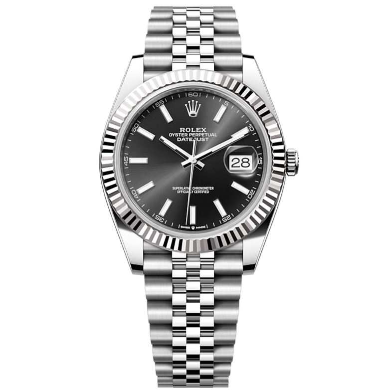 Rolex Datejust 41 Oyster Black Dial Two Tone Oystersteel & White Gold Strap Watch for Men - M126334-0018