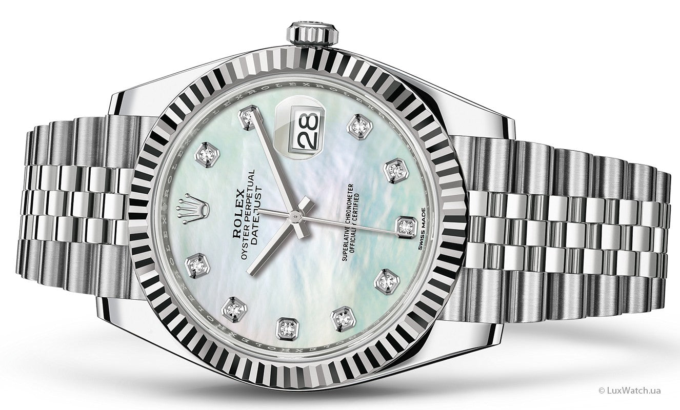 Rolex Datejust 41 Diamonds Mother of Pearl Dial Silver Jubilee Bracelet Watch for Men - M126334-0020