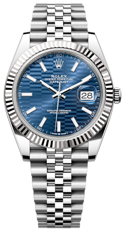 Rolex Datejust 41 Oyster Blue Dial Oystersteel & Grey Gold Strap Watch for Men - M126334-0032