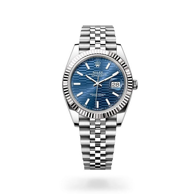 Rolex Datejust 41 Oyster Blue Dial Oystersteel & Grey Gold Strap Watch for Men - M126334-0032