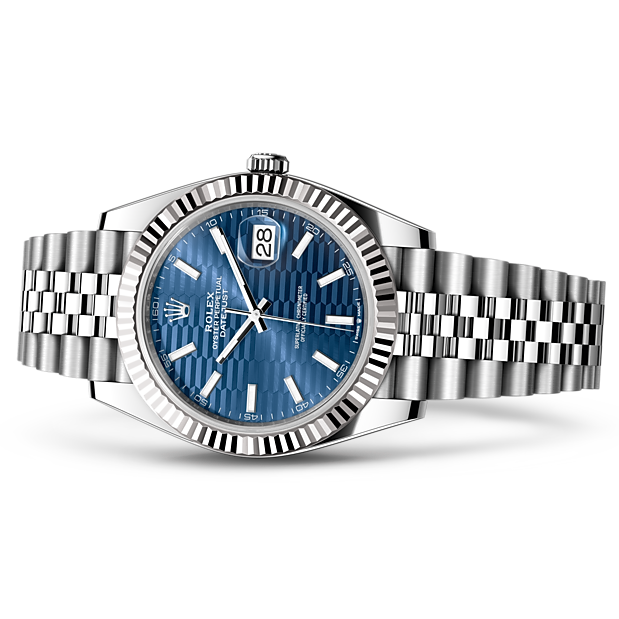 Rolex Datejust 41 Oyster Blue Dial Oystersteel & Grey Gold Strap Watch for Men - M126334-0032