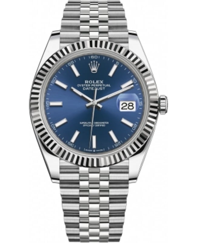 Rolex Datejust 41 Oyster Blue Dial Silver Oystersteel Jubilee Bracelet Watch for Men - M126300-0002