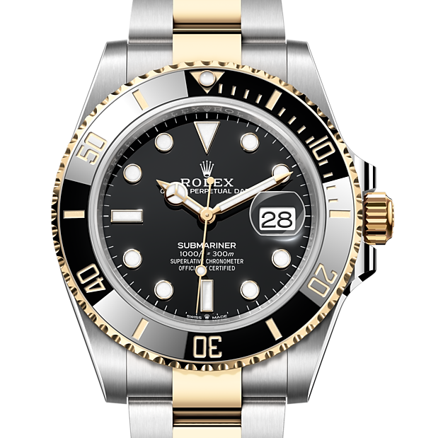 Rolex Submariner Date 41 Oyster Black Dial Two Tone Oystersteel & Yellow Gold Strap Watch for Men - M126613LN-0002