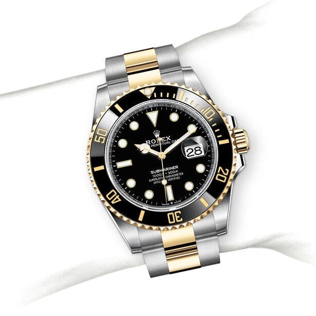 Rolex Submariner Date 41 Oyster Black Dial Two Tone Oystersteel & Yellow Gold Strap Watch for Men - M126613LN-0002