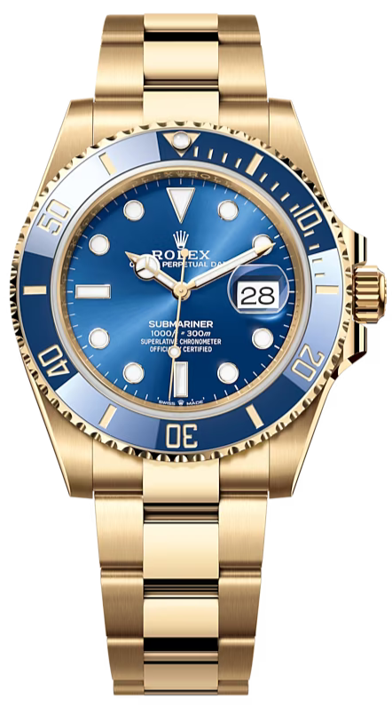 Rolex Submariner Date Oyster 41mm Blue Dial Yellow Gold Steel Strap Watch for Men - M126618LB-0002