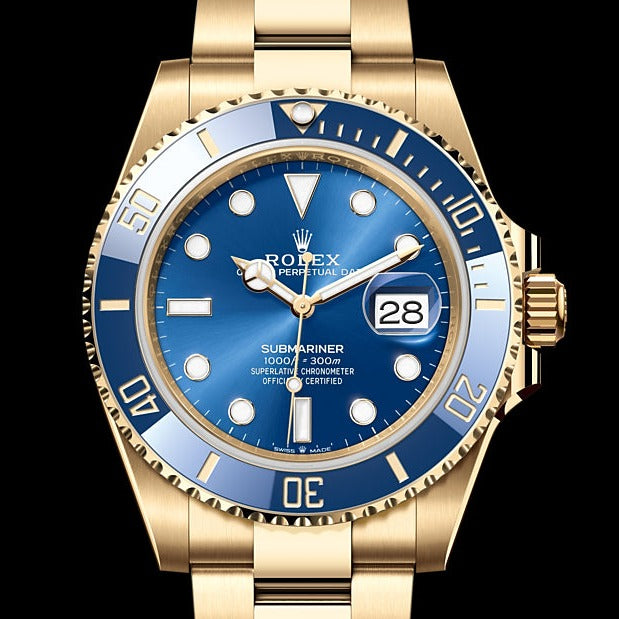 Rolex Submariner Date Oyster 41mm Blue Dial Yellow Gold Steel Strap Watch for Men - M126618LB-0002