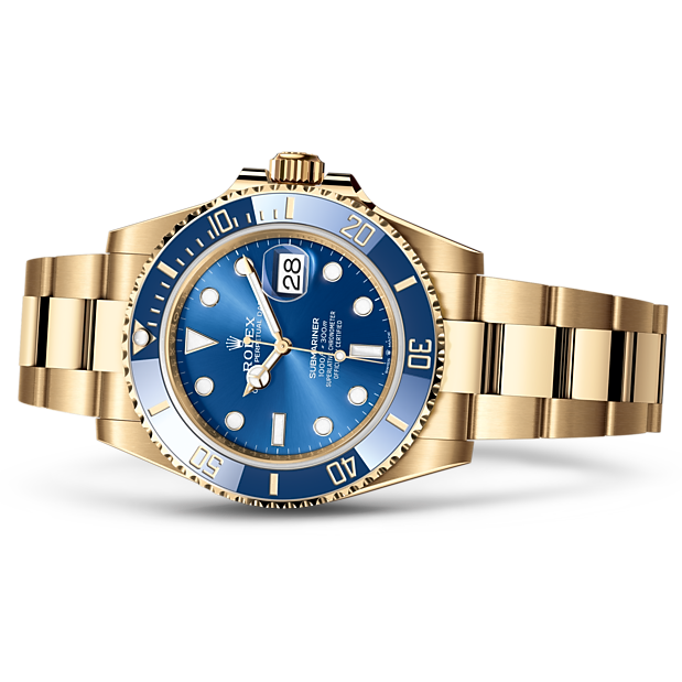 Rolex Submariner Date Oyster 41mm Blue Dial Yellow Gold Steel Strap Watch for Men - M126618LB-0002