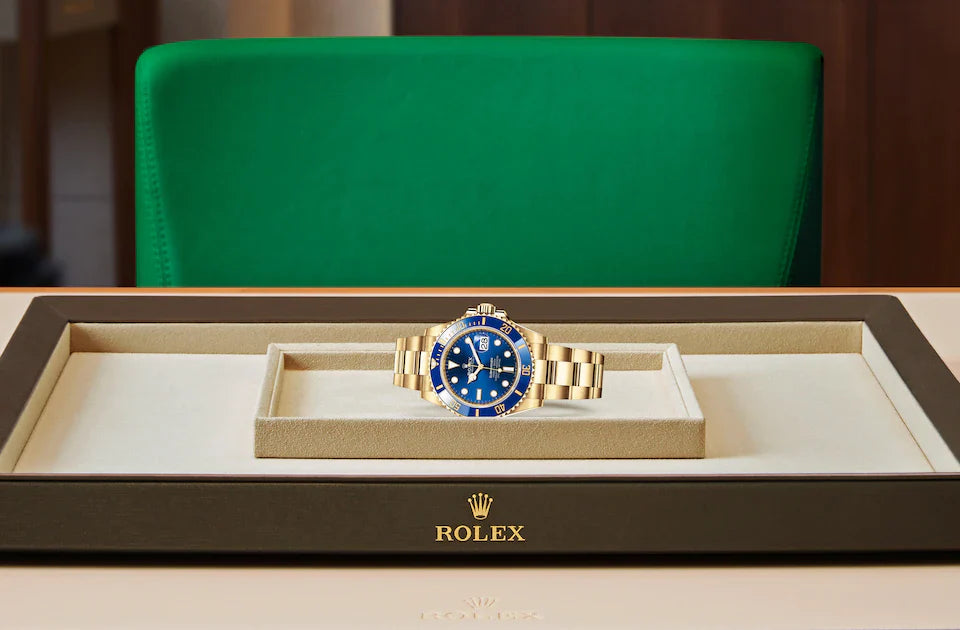 Rolex Submariner Date Oyster 41mm Blue Dial Yellow Gold Steel Strap Watch for Men - M126618LB-0002