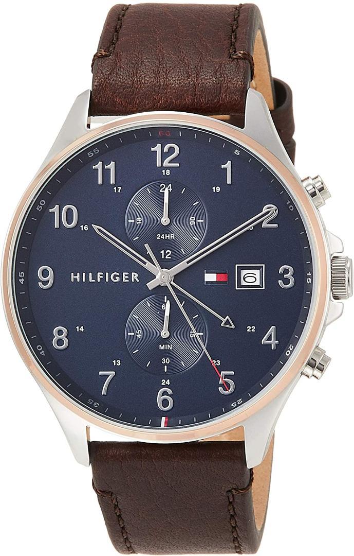 Tommy Hilfiger West Chronograph Blue Dial Brown Leather Strap Watch For Men - 1791712