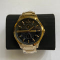 Armani Exchange Hampton Chronograph Black Dial Gold Steel Strap Watch For Men - AX2122