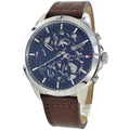 Tommy Hilfiger Henry Chronograph Blue Dial Brown Leather Strap Watch For Men -1710476