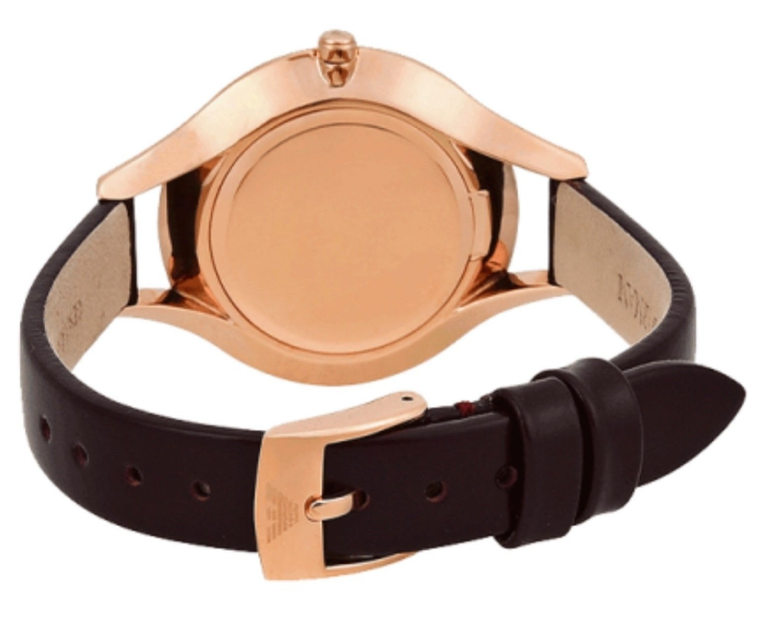 Emporio Armani Aurora Mother of Pearl White Dial Brown Leather Strap Watch For Women - AR11057