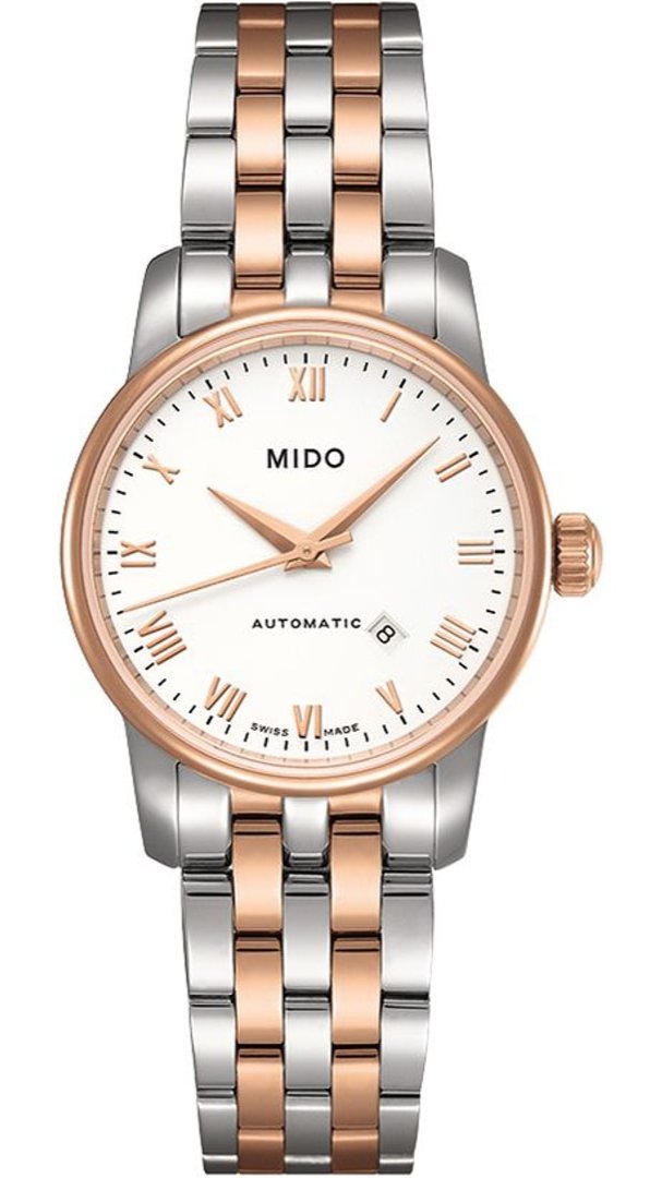 Mido Baroncelli III Automatic White Dial Two Tone Steel Strap Watch For Women - M7600.9.N6.1