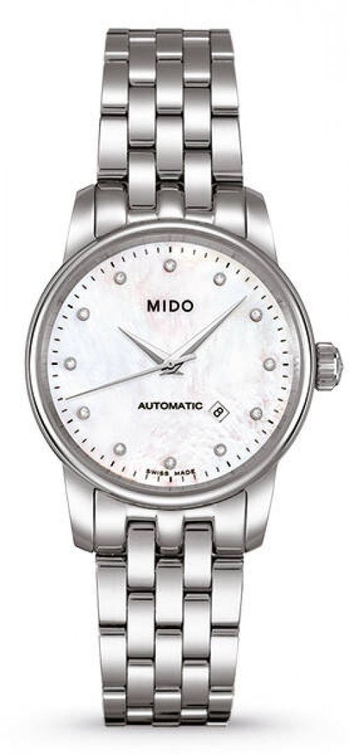 Mido Baroncelli Automatic Mother Of Pearl Dial Silver Steel Strap Watch For Women - M7600.4.69.1