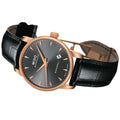 Mido Baroncelli III Automatic Grey Dial Black Leather Strap Watch For Men - M8600.3.13.4