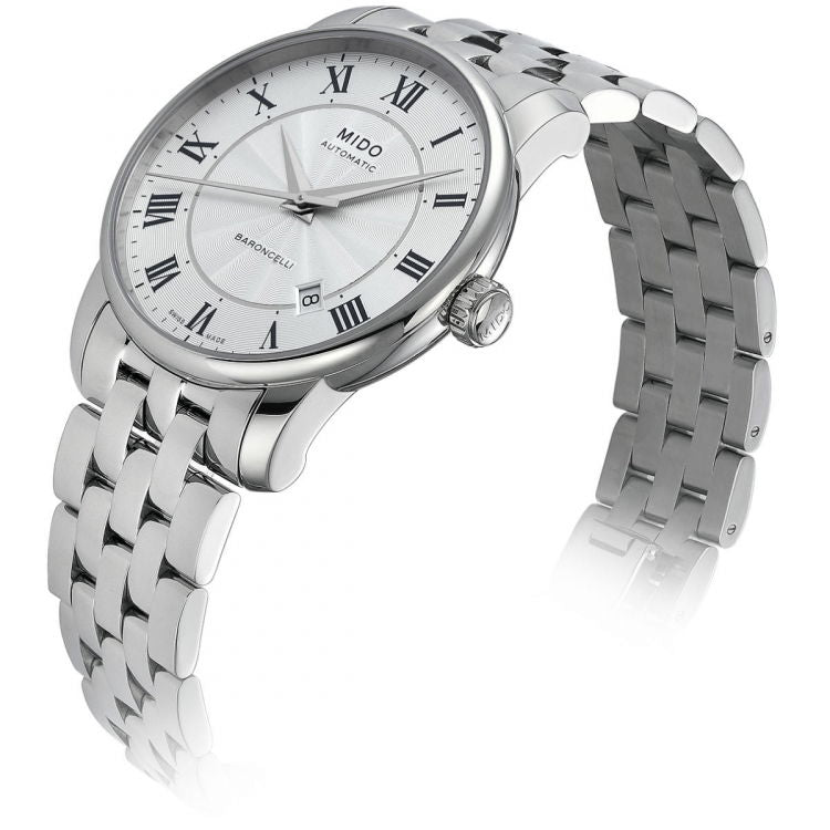 Mido Baroncelli III Automatic Silver Dial Silver Steel Strap Watch For Men - M8600.4.21.1