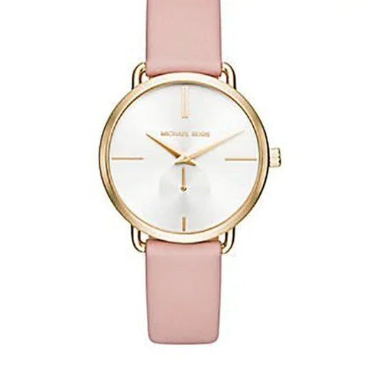 Michael Kors Portia Quartz White Dial Pink Leather Strap Watch For Women - MK2659