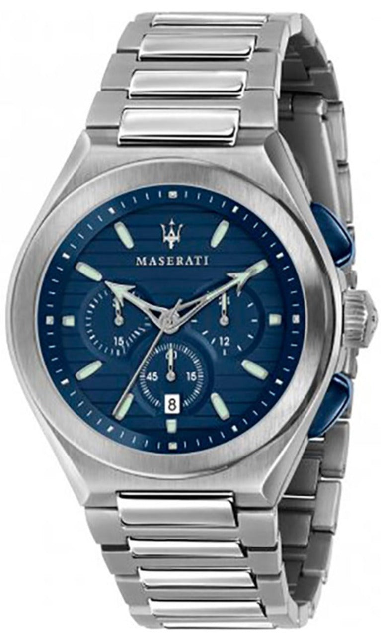 Maserati Triconic Quartz Blue Dial Silver Steel Strap Watch For Men - R8873639001