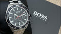 Hugo Boss Energy Chronograph Black Dial Silver Steel Strap Watch For Men - 1513971