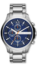 Armani Exchange Hampton Chronograph Blue Dial Silver Steel Strap Watch For Men - AX2155