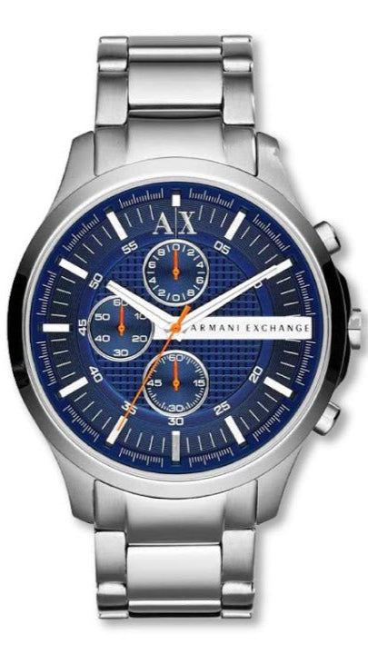 Armani Exchange Hampton Chronograph Blue Dial Silver Steel Strap Watch For Men - AX2155