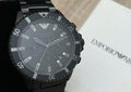 Emporio Armani Diver Chronograph Black Dial Black Steel Strap Watch For Men - AR11363