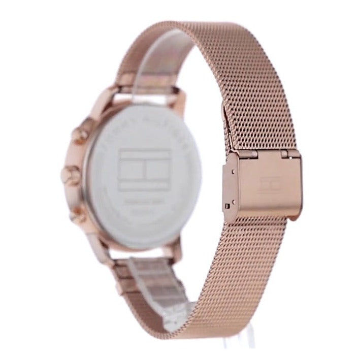 Tommy Hilfiger Blake Chronograph Rose Gold Dial Rose Gold Mesh Bracelet Watch For Women - 1781907