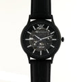 Emporio Armani Meccanico Automatic Black Dial Black Leather Strap Watch For Men - AR60042