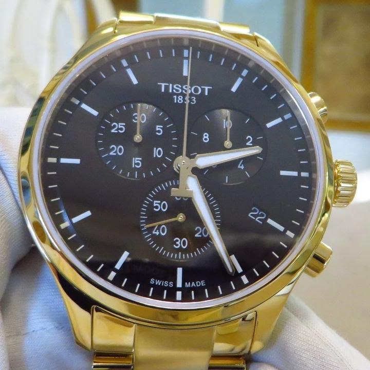 Tissot Chrono XL Classic Black Dial Gold Steel Strap Watch for Men - T116.617.33.051.00