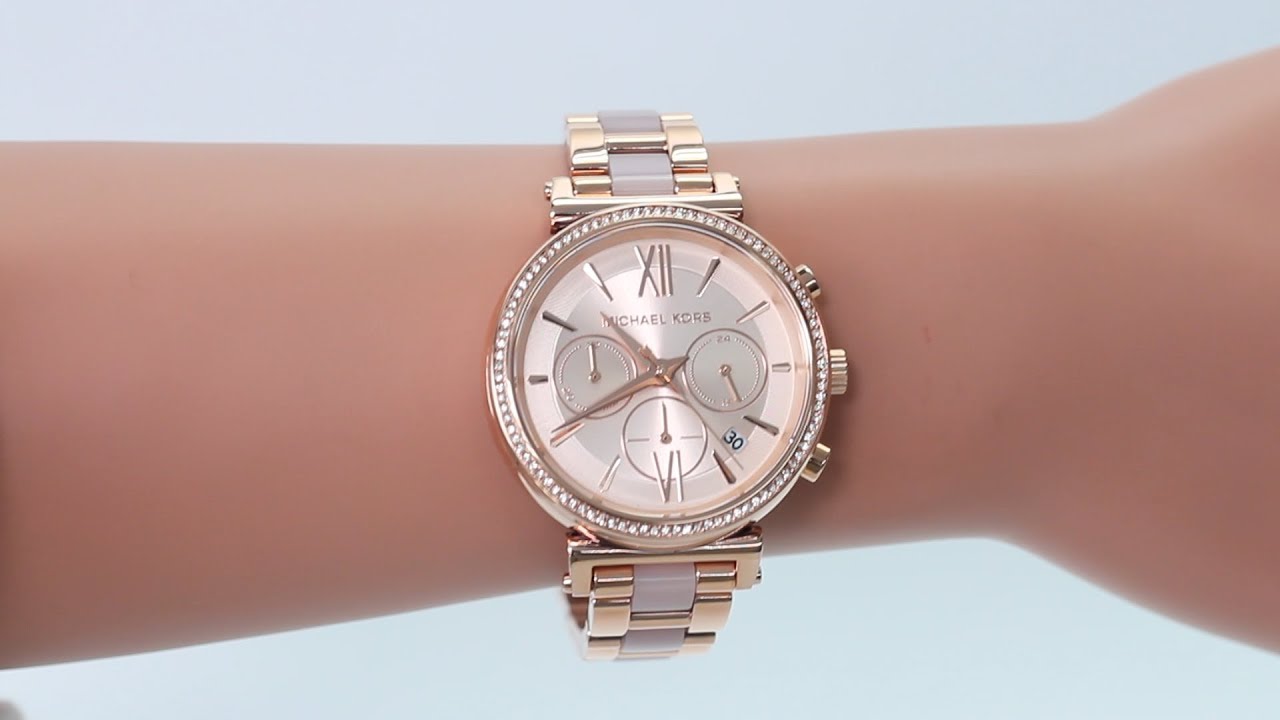 Michael Kors Sofie Chronograph Quartz Rose Gold Dial Rose Gold Steel Strap Watch For Women - MK6560