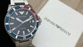 Emporio Armani Diver Quartz Blue Dial Silver Steel Strap Watch For Men - AR11339