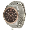 Michael Kors Lexington Chronograph Brown Dial Silver Steel Strap Watch For Men - MK8732