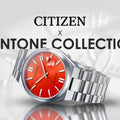 Citizen x Pantone Automatic Blazing Red Dial Silver Steel Strap Watch For Men - NJ0158-89W