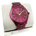 Michael Kors Slim Runway Red Dial Red Steel Strap Watch For Women - MK4505