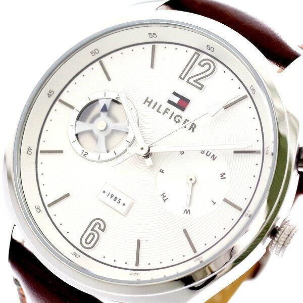 Tommy Hilfiger Deacon White Dial Brown Leather Strap Watch for Men - 1791550