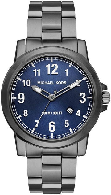 Michael Kors Paxton Analog Blue Dial Grey Steel Strap Watch For Men - MK8499