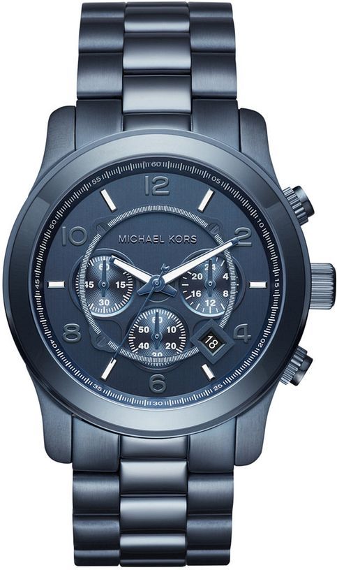Michael Kors Runway Chronograph Blue Dial Blue Steel Strap Watch For Men - MK8538