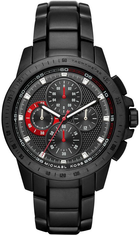 Michael Kors Ryker Chronograph Black Dial Black Steel Strap Watch For Men - MK8529