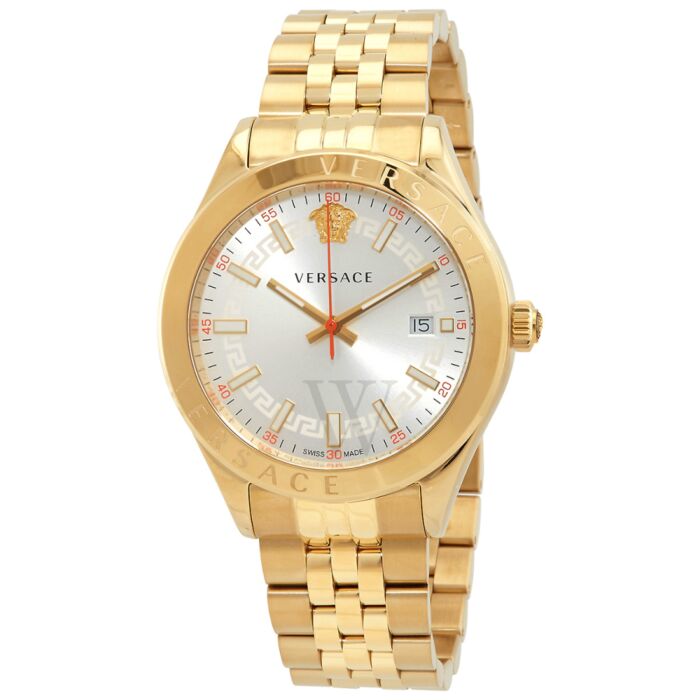 Versace Hellenyium Analog White Dial Gold Steel Strap Watch for Men - VEVK00720