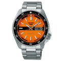 Seiko 5 Sports Double Hurricane Retro Orange Dial Silver Steel Strap Watch For Men - SRPK11K1