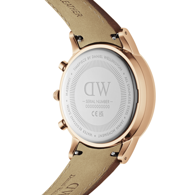 Daniel Wellington Iconic Chronograph St Mawes Brown Dial Brown Leather Strap Watch For Men - DW00100640