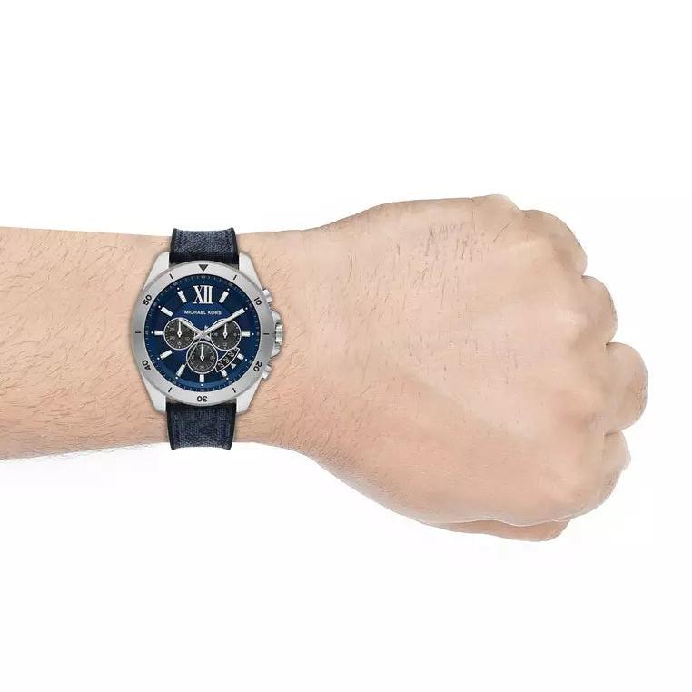 Michael Kors Brecken Chronograph Blue Dial Blue Silicone Strap Watch For Men - MK8923