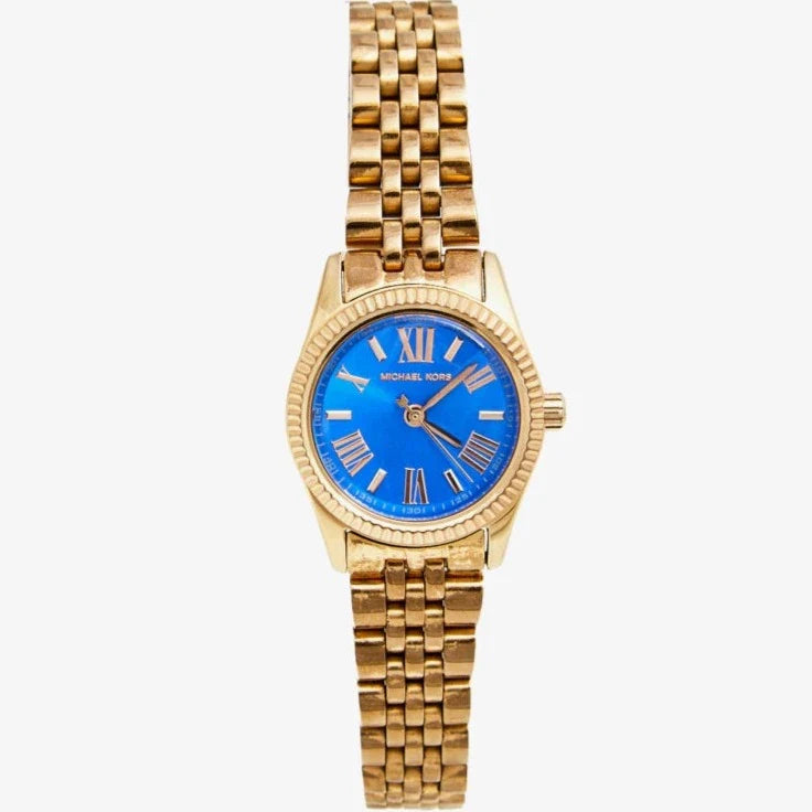 Michael Kors Lexington Quartz Blue Dial Rose Gold Steel Strap Watch For Women - MK3272